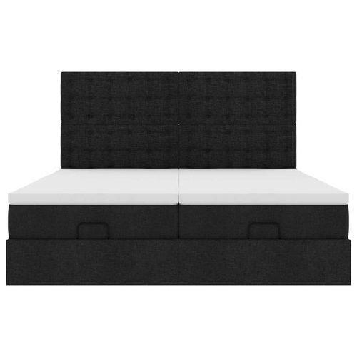 Османска легло с матраци, черно, 180x200 см, плат
