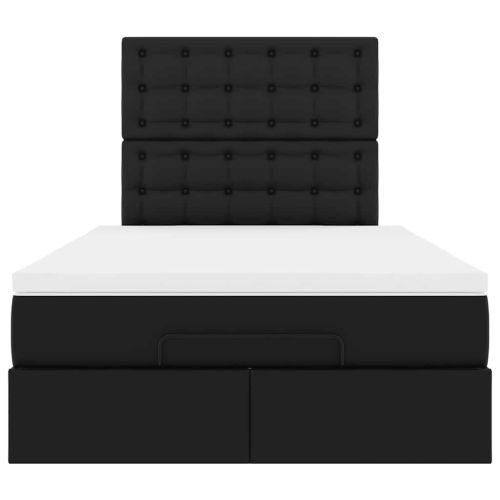Османска легло с матрак&LED, черно, 120x190 см, изкуствена кожа