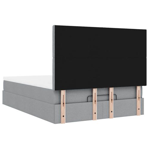 Османска легло с матрак и LED, светлосиво, 140x200 см, плат