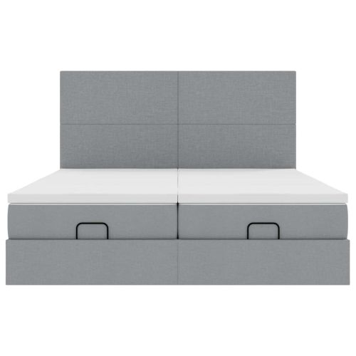 Османска легло с матраци и LED, светлосиво, 160x200 см, плат