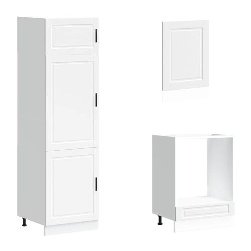 Комплект кухненски шкафове, 7 части, "Porto", бяло инженерно дърво