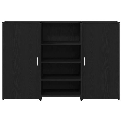 Приемно бюро, черно и дъб, 155x50x103,5см, инженерно дърво