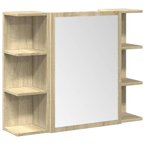 Комплект шкафове за баня от 3 части дъб сонома инженерно дърво