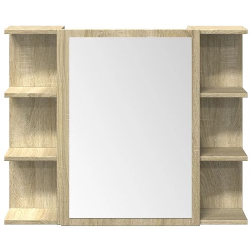 Комплект шкафове за баня от 3 части дъб сонома инженерно дърво