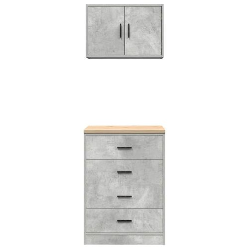 гаражни шкафове, 2 бр, бетонно сиви, инженерно дърво