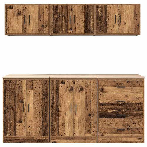 гаражни шкафове, 6 бр, старо дърво инженерно дърво