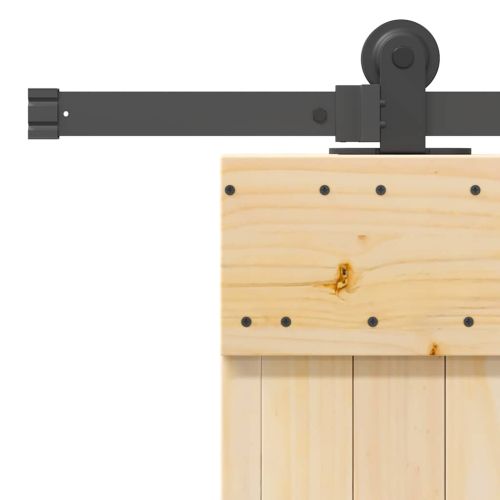 Плъзгаща врата с монтажни части, 90x210 см, борово дърво масив