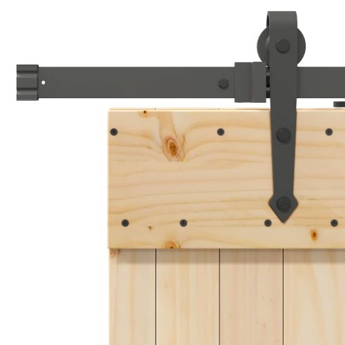 Плъзгаща врата с монтажни части, 90x210 см, борово дърво масив