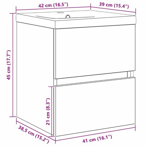 Шкаф за мивка с врата Черен дъб 41 x 39 x 62 см Инженерно дърво
