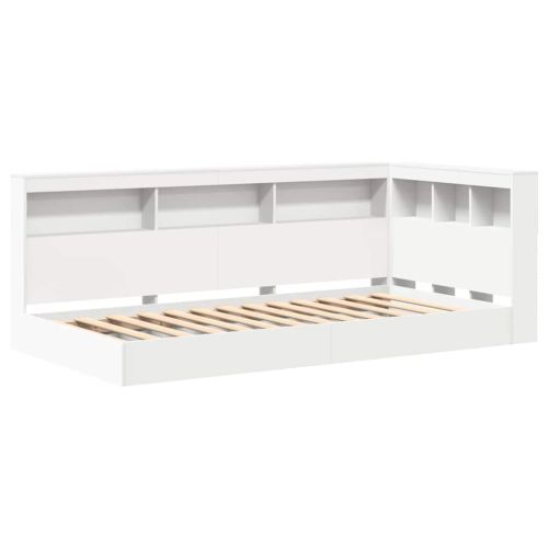 Легло с библиотека с таблото Бяло 100 x 200 cm Инженерно дърво