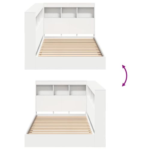 Легло с библиотека с таблото Бяло 100 x 200 cm Инженерно дърво