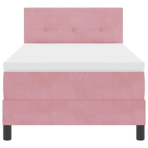 Легло с пружинирана основа с матрак Розово 100 x 200 cm Кадифе
