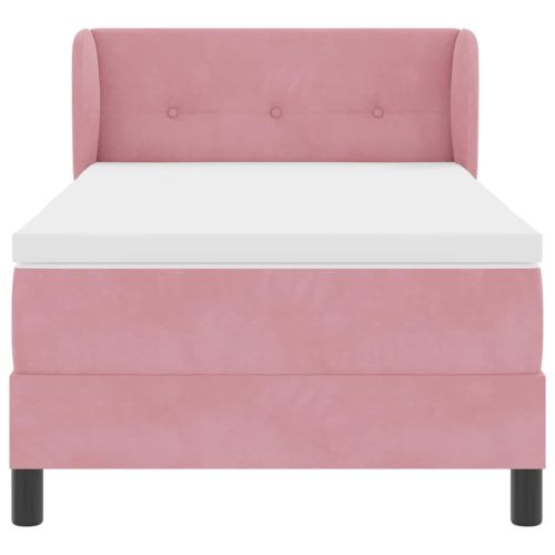 Легло с пружинирана основа с матрак Розово 100 x 200 cm Кадифе