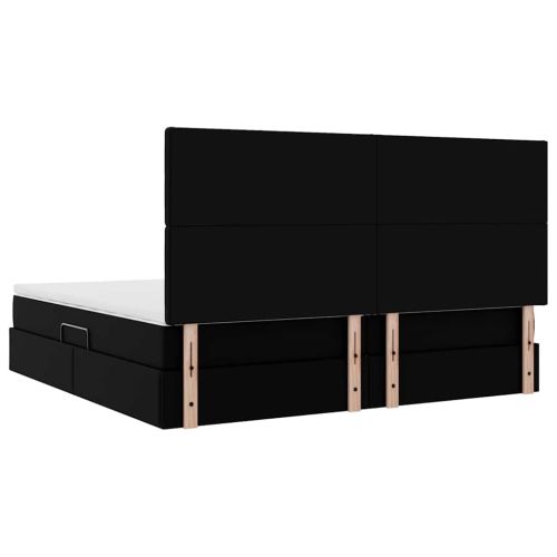 Легло с място за съхранение Черно 200 x 200 cm Изкуствена