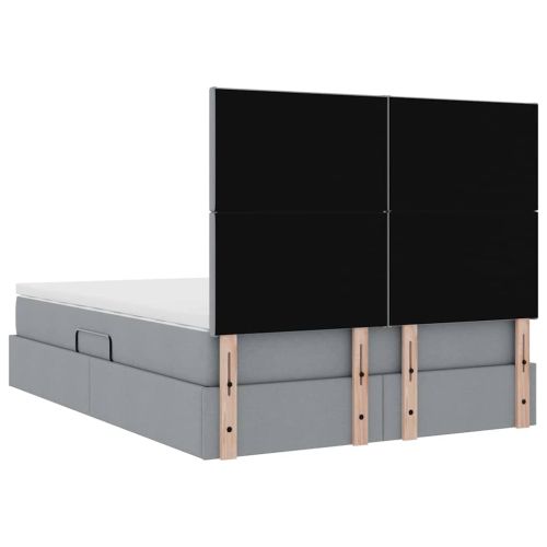 Легло с място за съхранение Светлосиво 140 x 190 cm Изкуствена