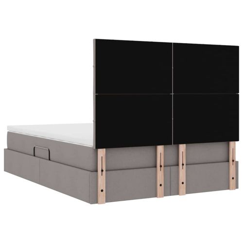 Легло с място за съхранение и LED Таупе 140 x 200 cm Полиестер