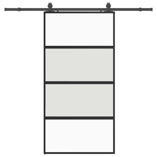 Плъзгаща се врата с комплект обков Черно 102,5x205 cm