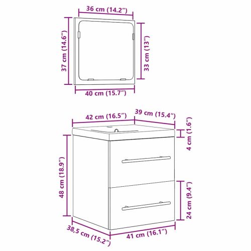 Комплект мебели за баня 2 pcs Старо дърво Инженерно дърво