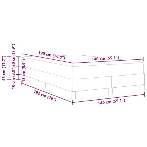Рамка за легло с матрак Крем 140 x 190 cm текстил