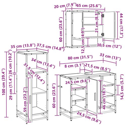 Комплект мебели за баня с рафт 3 pcs Дъб Инженерно дърво
