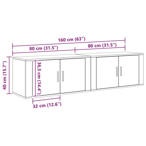Комплект стенен ТВ шкаф 2 pcs Дъб 80 х 34,5 х 40 см