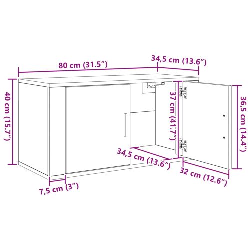 Комплект стенен ТВ шкаф 2 pcs Черния дъб 80 х 34,5 х 40 см