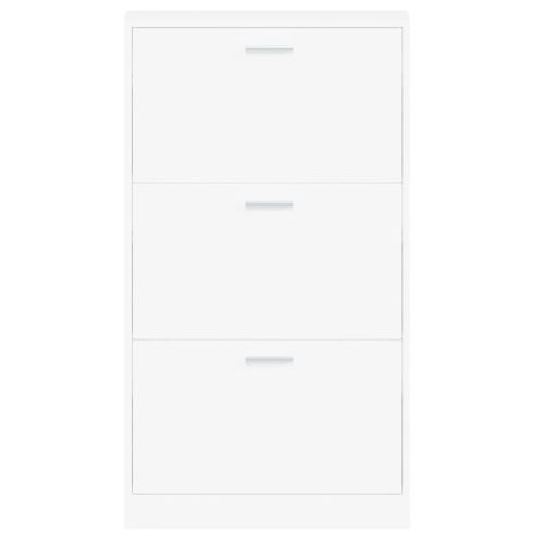 Шкаф за обувки, бял, 59x17x108 см, инженерно дърво