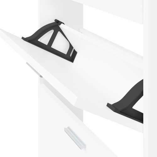 Шкаф за обувки, бял, 59x17x108 см, инженерно дърво