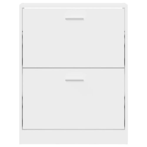 Шкаф за обувки, бял, 59x17x81 см, инженерно дърво