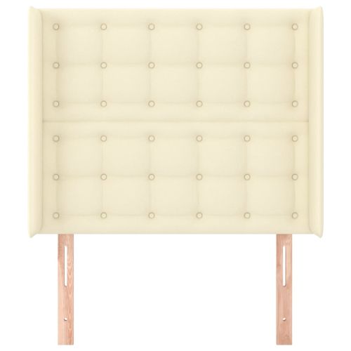 Горна табла с уши, кремава, 83x16x118/128 см, изкуствена кожа