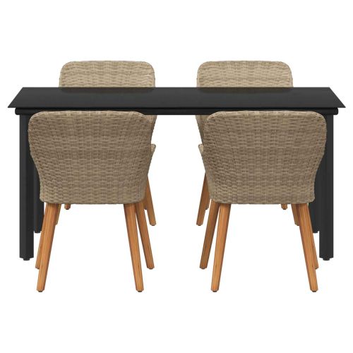 Комплект за хранене в градината 5 pcs Бежово полиратан