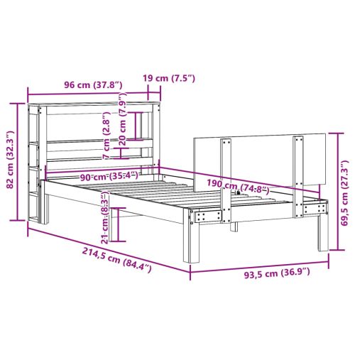Рамка за легло с табла без матрак, бяла, 90x190 см