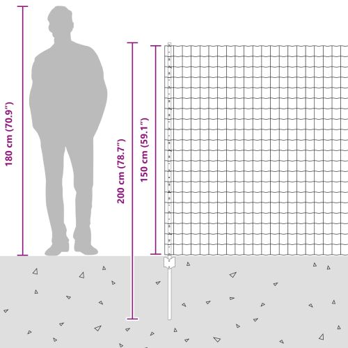Ограда и колче Сив 1,5 x 10 m Стомана