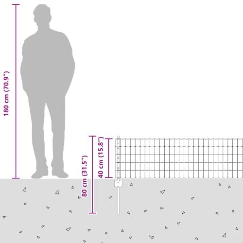 Ограда и колче Сребрист 0,4 x 10 м Стомана