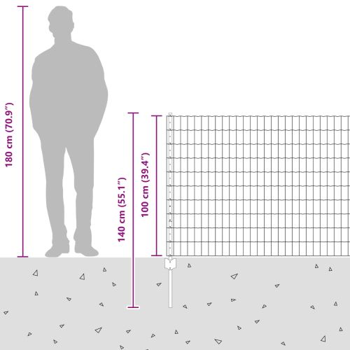 Ограда и колче Сребрист 1 x 10 m Стомана