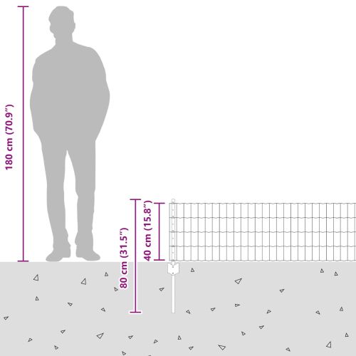 Ограда и колче Сребрист 0,4 x 25 м Стомана