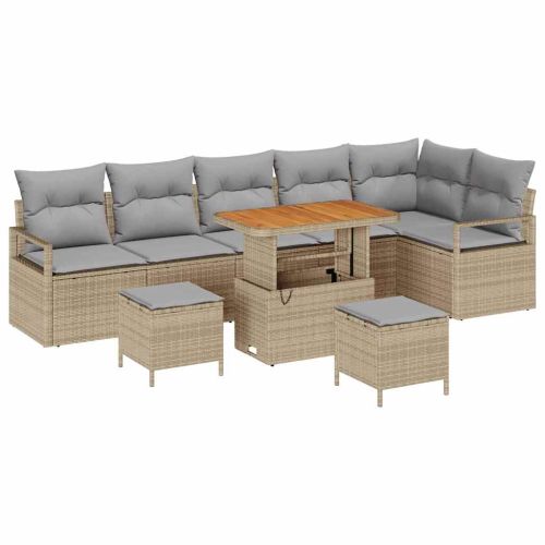 Градински Софа Комплект с възглавница 9 pcs Бежов и Светло Сив