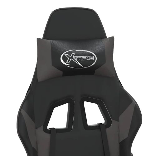 Масажен гейминг стол с подложка черно и cиво изкуствена кожа