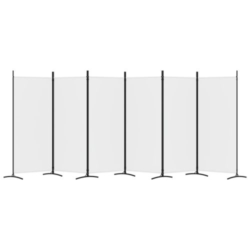 Параван за стая, бял, 6 панела, 520x180 см, плат