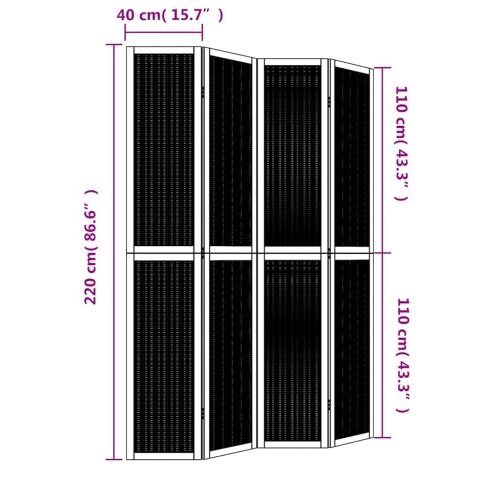 Разделител за стая, 4 панела, кафяв, дърво пауловния масив