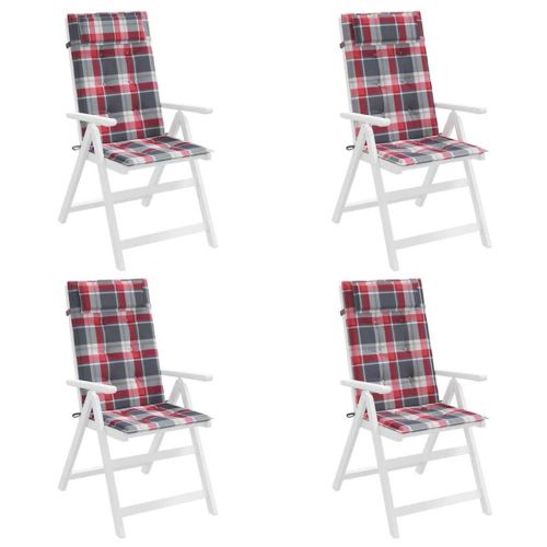 Възглавници за столове с облегалка 4 бр червено каре плат