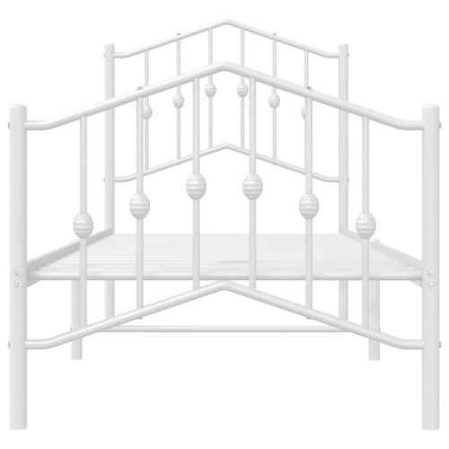 Метална рамка за легло с горна и долна табла, бяла, 75x190 см