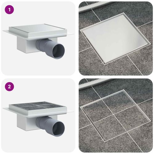 2 в 1 дренаж за душ Сребрист 15 x 15 см Неръждаема стомана 304