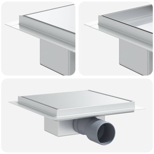 2 в 1 дренаж за душ Сребрист 20 x 20 cm Неръждаема стомана 304