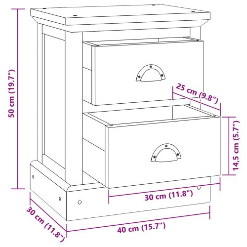 Нощно шкафче Естествен 40 x 30 x 50 cm Солидно тиково дърво