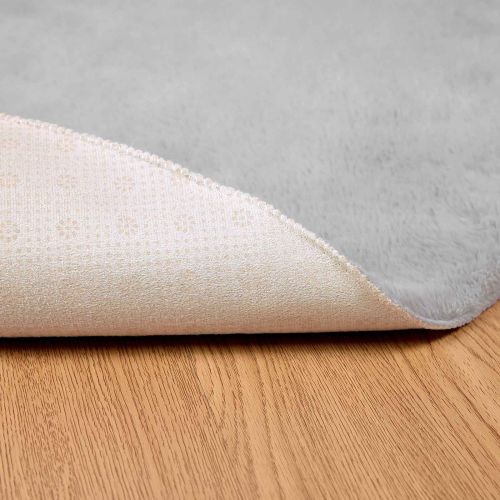 Килим с изкуствена заешка козина Olite Сив Ø 100 см Полиестер