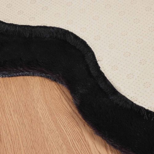 Килим с изкуствена заешка козина Olite Черно 50 x 80 cm