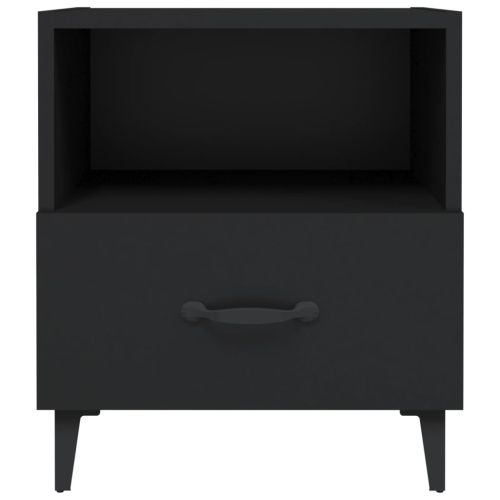 Нощно шкафче, черно, инженерно дърво