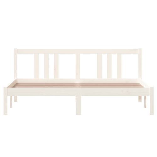 Рамка за легло, бяла, дърво масив, 160х200 см