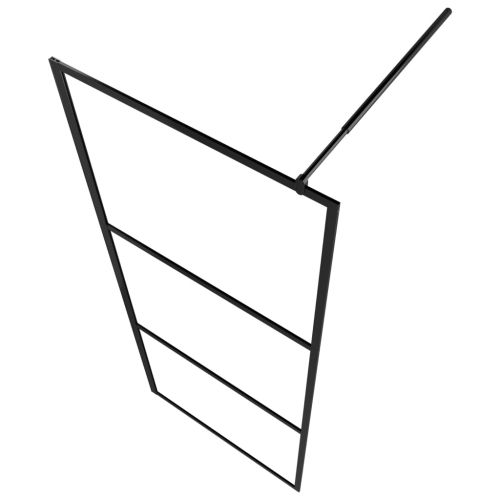 Стена за душ с прозрачно ESG стъкло, черна, 100x195 см